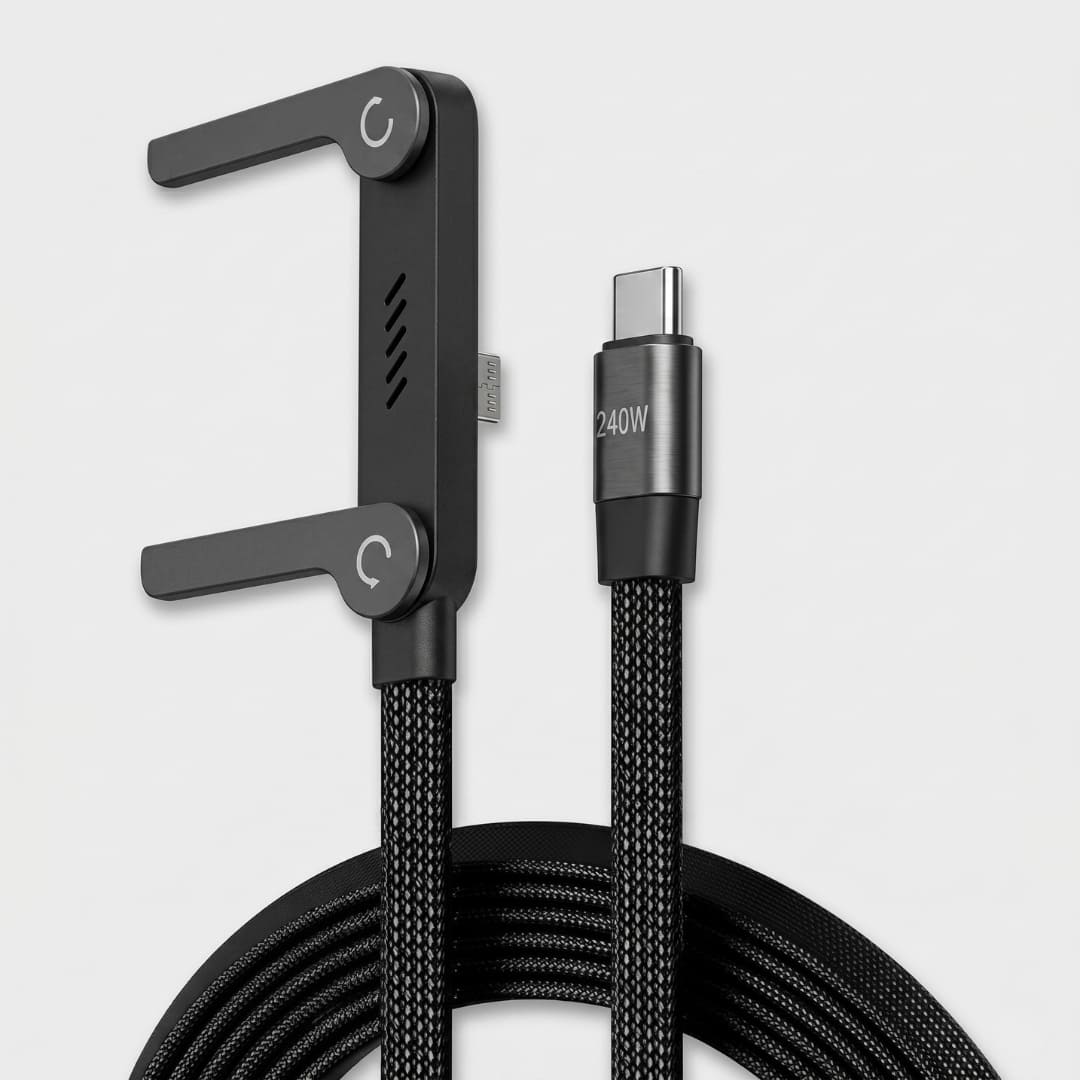240W Type-C Charging Cable with Built-in Phone Stand