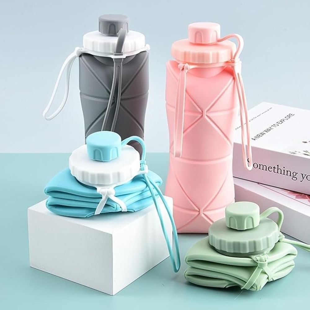 Silicon Foldable Bottle 600ml |(Random Color)