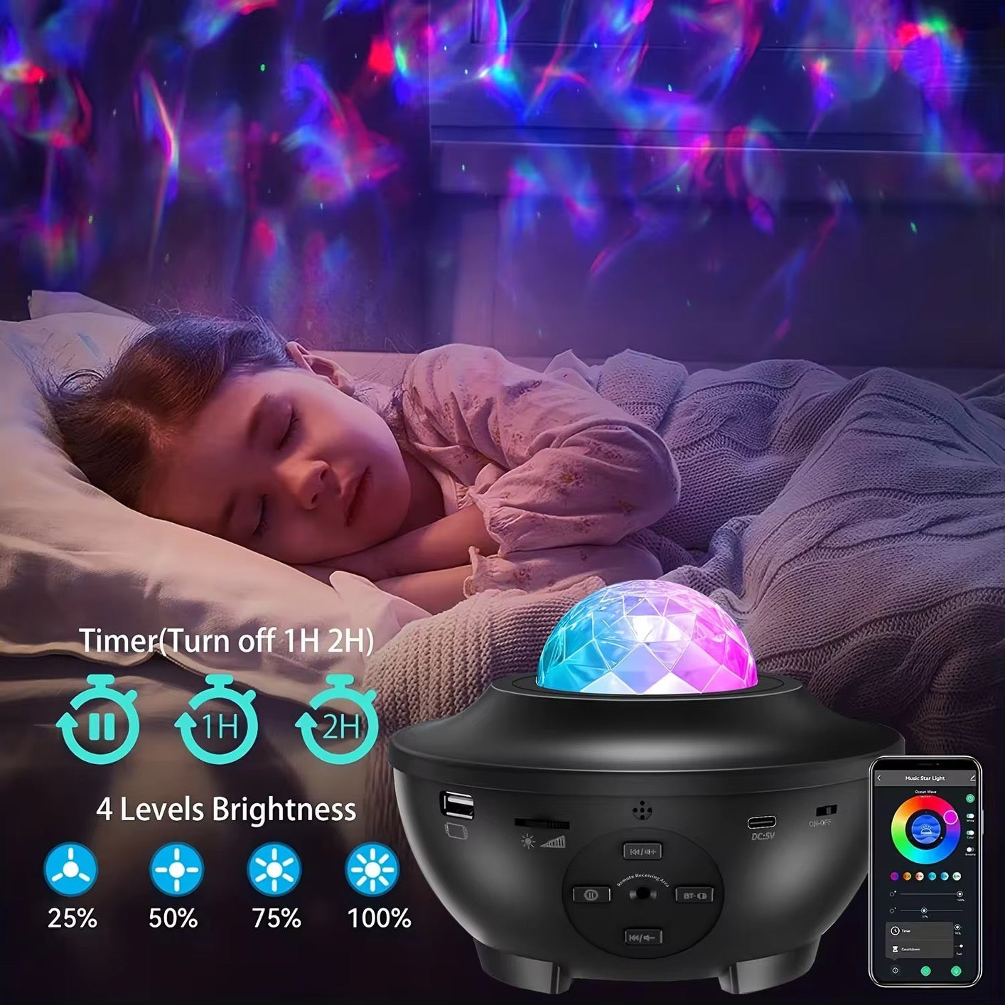 Starry Projector Light - Galaxy Ocean Wave