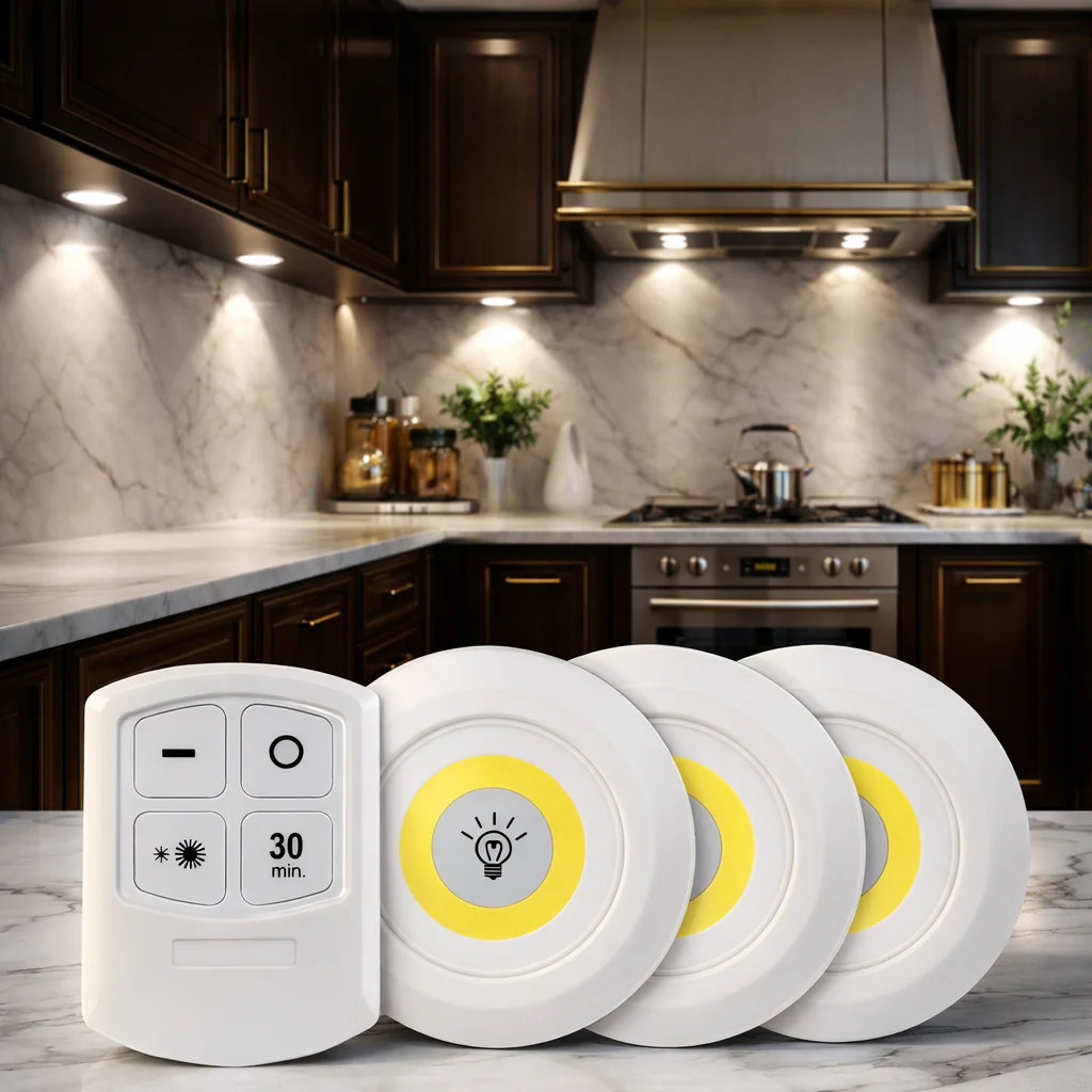 Tap LED Light Pack of 3 with Remote Wireless Battery Operated Pakistan