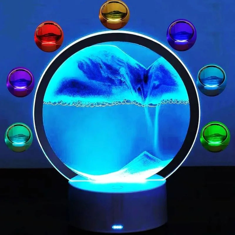3D Moving Sand Art LED Lamp glowing